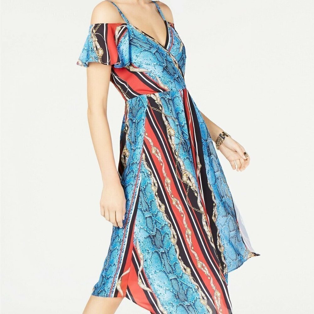 INC Size 0 Snakeskin Cold Shoulder Midi Dress‎